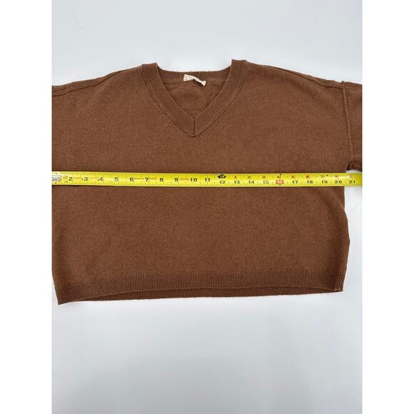A Loves A Brown Cropped Merino Wool & Cashmere Blend V-neck Sweater Size XS - Picture 5 of 5